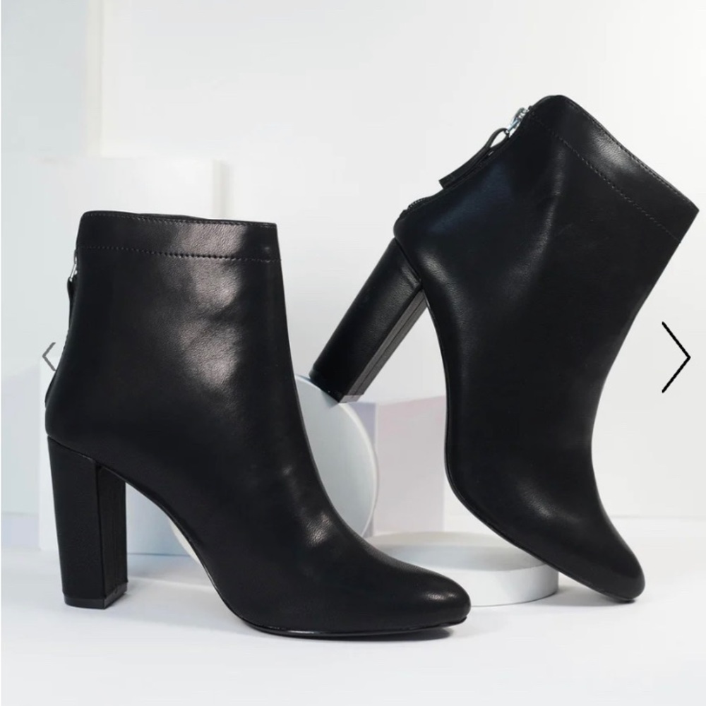 Black Leatherette Ankle Booties